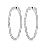 Certified 14K Gold 1ct Natural Diamond G-SI Oval Inside Out 32mm Hoop White Earrings