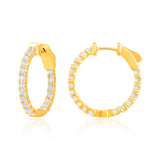 Certified 14K Gold 1ct Natural Diamond G-SI Round Inside Out 20mm Hoop Yellow Earrings