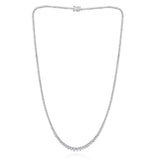 Certified 14K Gold 4.2ct Natural Diamond F-VS Graduated 3 Prong Tennis White Necklace