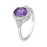 Certified 10K Gold 2.3ct Natural Diamond w/ Simulated Alexandrite June Oval White Ring