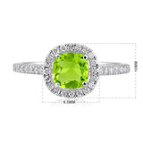 Certified 10K Gold 1.1ct Natural Diamond w Simulated Peridot August Cushion White Ring