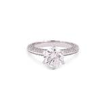 Certified 18K Gold 0.3ct Natural Diamond w/ 1.5ct CZ Solitaire Round Wedding White Ring