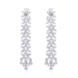 Certified 14K Gold 3.53ct Lab Created Diamond E-VVS 50mm Pear Marquise Leaf Drop White Earrings