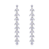 Certified 14K Gold 2.34ct Lab Created Diamond E-VVS 45mm Pear Marquise Leaf Drop White Earrings