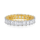 Certified 18K Gold 4.4ct Emerald Natural Diamond I-VS Wedding Eternity Band Yellow Ring