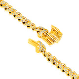 Certified 10K Gold 0.8ct Natural Diamond F-I1 4.25mm Cuban Link Chain Yellow Bracelet