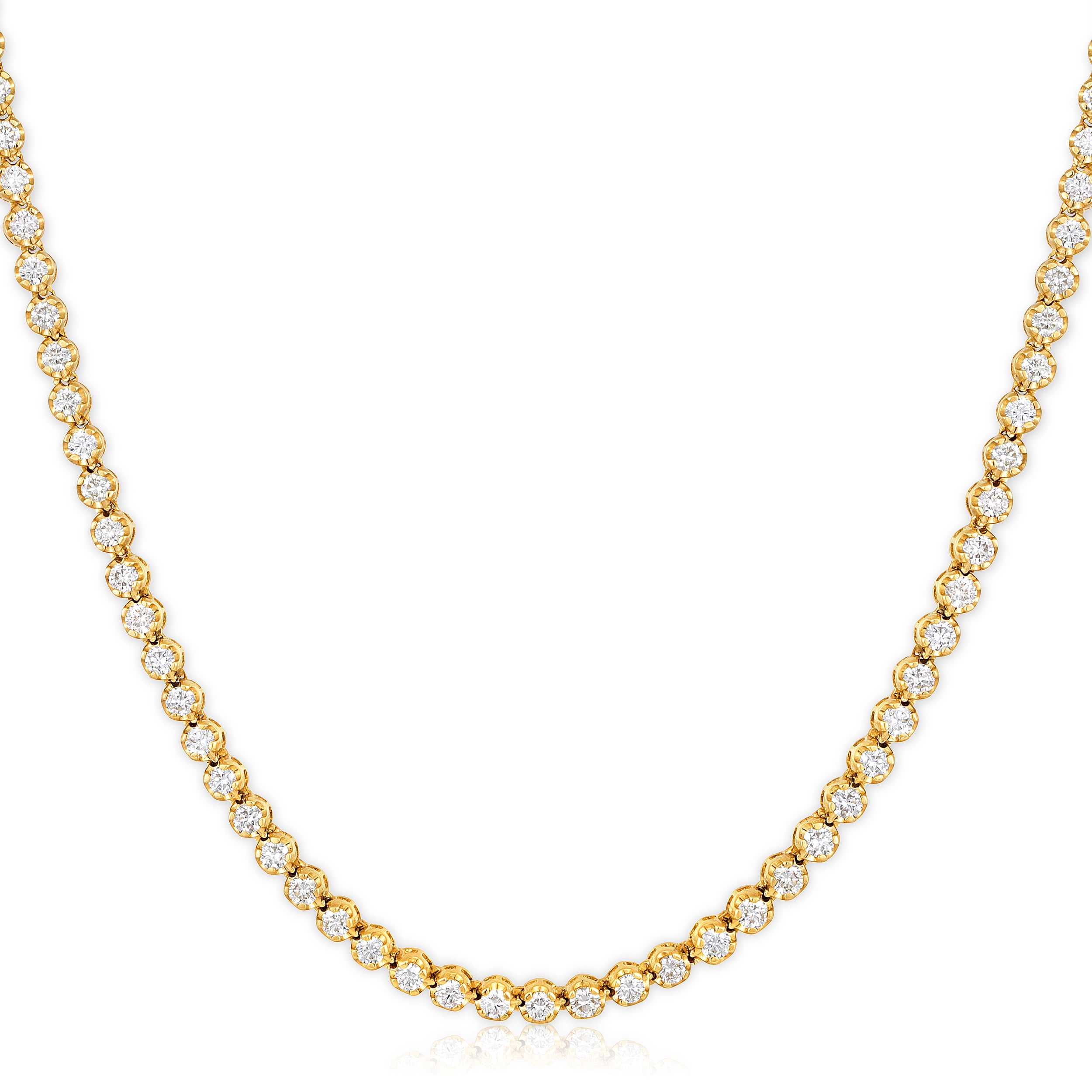 14K Gold 5ct Natural Diamond F-SI 3.2mm Buttercup Tiger Prong Tennis Necklace