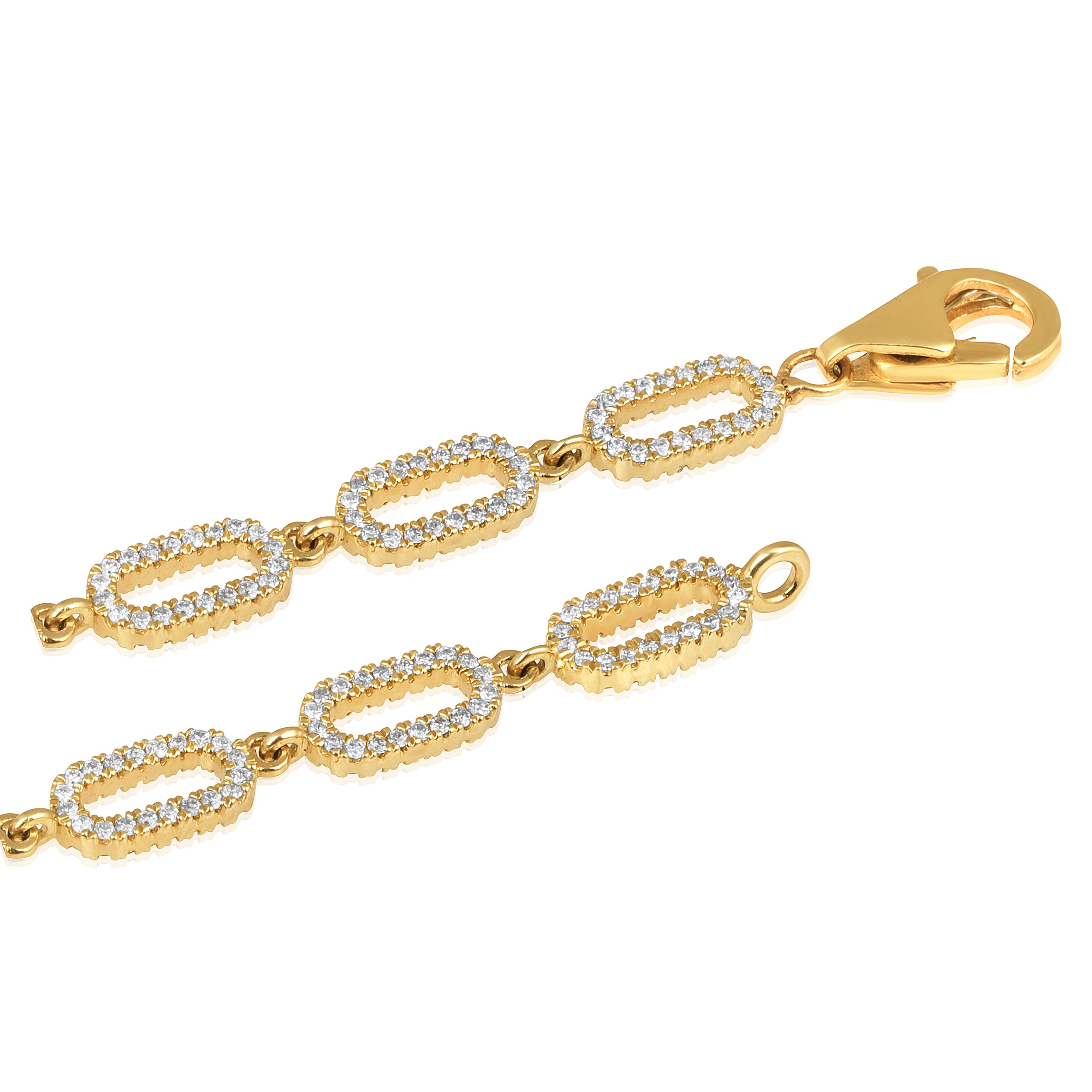 Certified 14K Gold 1.6ct Natural Diamond F-SI Paperclip Link Chain Yellow Bracelet