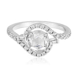Certified 18K Gold 2.2ct Lab Created Diamond D-VVS Rose-Cut Round Solitaire Twist White Ring