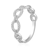 Certified 14K Gold 0.2ct Natural Diamond F-I1 Designer Infinity Link White Ring