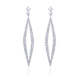 Certified 14K Gold 1.5ct Natural Diamond F-VS Designer Kite Long Drop White Earrings