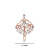 Certified 14K Gold 0.5ct Natural Diamond E-VVS Ballet Dancer Charm Rose Pendant Only