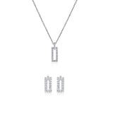 Certified 14K Gold .3ct Natural Diamond F-VS Small Rectangle White Necklace Earring Set