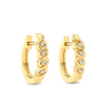 Certified 14K Gold 0.06ct Natural Diamond Twisted Hopp Huggie  Earrings