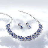 Certified 14K Gold 41.1ct Natural Diamond w/ Simulated Sapphire White Necklace Earrings Set