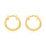 Certified 14K Gold 0.1ct Natural Diamond E-I1 Huggie 11.5mm Hoop Yellow Earrings