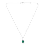 Certified 14K Gold 1.55ct Natural Diamond w Simulated Emerald Pear Halo White Necklace
