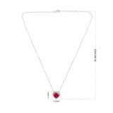 Certified 14K Gold 3.3ct Natural Diamond w/ Simulated Ruby Heart Halo White Necklace