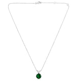 Certified 14K Gold 2.9ct Simulated Emerald Round Solitaire Wedding White Necklace