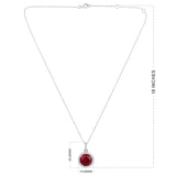Certified 14K Gold 5ct Natural Diamond w Simulated Ruby Round Solitaire White Necklace