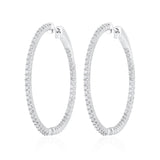 Certified 14K Gold 1.36ct Natural Diamond G-SI Round Inside Out 32mm Hoop Earrings