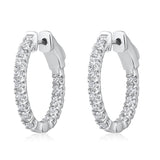 Certified 14K Gold 1ct Natural Diamond G-SI Oval Inside Out 20mm Hoop White Earrings