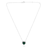 Certified 14K Gold 2.2ct Natural Diamond w Simulated Emerald Heart Solitaire Halo White Necklace