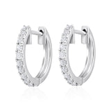 Certified 14K Gold 0.35ct Natural Diamond G-SI 14.5mm Small Hoop White Earrings