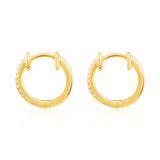 Certified 14K Gold 0.1ct Natural Diamond G-SI Huggie 11.5mm Hoop Yellow Earrings