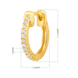 Certified 14K Gold 0.1ct Natural Diamond G-SI Huggie 11.5mm Hoop Yellow Earrings