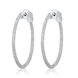 Certified 14K Gold 0.5ct Natural Diamond G-SI Round Inside Out 26mm Hoop White Earrings