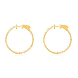 Certified 14K Gold 0.5ct Natural Diamond G-SI Round Inside Out 26mm Hoop Yellow Earrings