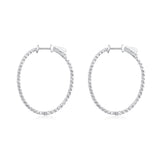 Certified 14K Gold 1ct Natural Diamond G-SI Oval Inside Out 32mm Hoop White Earrings