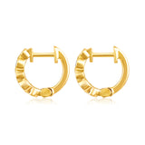 Certified 14K Gold 0.16ct Natural Diamond G-SI Huggie 11mm Hoop Yellow Earrings