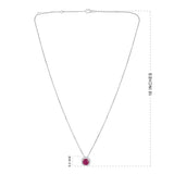 Certified 14K Gold 1.5ct Natural Diamond w/ Simulated Garnet Cushion White Necklace