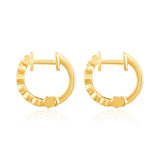 Certified 14K Gold 0.1ct Natural Diamond G-SI Bezel 11.5mm Hoop White Earrings