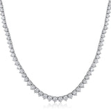 Certified 14K Gold 14.5ct Natural Diamond G-VS Graduated 3 Prong Tennis White Necklace