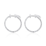 Certified 14K Gold 0.4ct Natural Diamond G-SI Round Inside Out 20mm Hoop White Earrings
