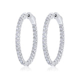 Certified 14K Gold 1.9ct Natural Diamond G-SI Oval Inside Out 32mm Hoop White Earrings