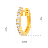 Certified 14K Gold 0.36ct Natural Diamond G-SI 15mm Small Hoop Yellow Earrings