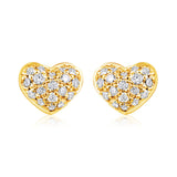 Certified 14K Gold 0.14ct Natural Diamond F-I1 Small Heart Stud White Earrings