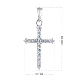 Certified 14K Gold 0.25ct Natural Diamond F-I1 22mm Cross Charm White Pendant Only
