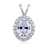 Certified 10K Gold 2.3ct Natural Diamond w/ Cubic Zirconia April Oval White Pendant