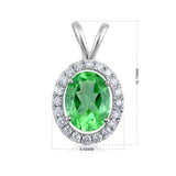 Certified 10K Gold 1.3ct Natural Diamond w/ Simulated Peridot Oval White Pendant Only