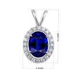 Certified 10K Gold 1.2ct Natural Diamond w/ Simulated Sapphire Oval White Pendant Only