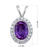 Certified 10K Gold 2.1ct Natural Diamond w/ Simulated Alexandrite Oval White Pendant