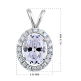 Certified 10K Gold 2.3ct Natural Diamond w/ Cubic Zirconia April Oval White Pendant
