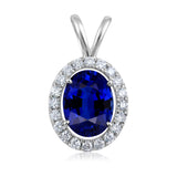 Certified 10K Gold 1.2ct Natural Diamond w/ Simulated Sapphire Oval White Pendant Only
