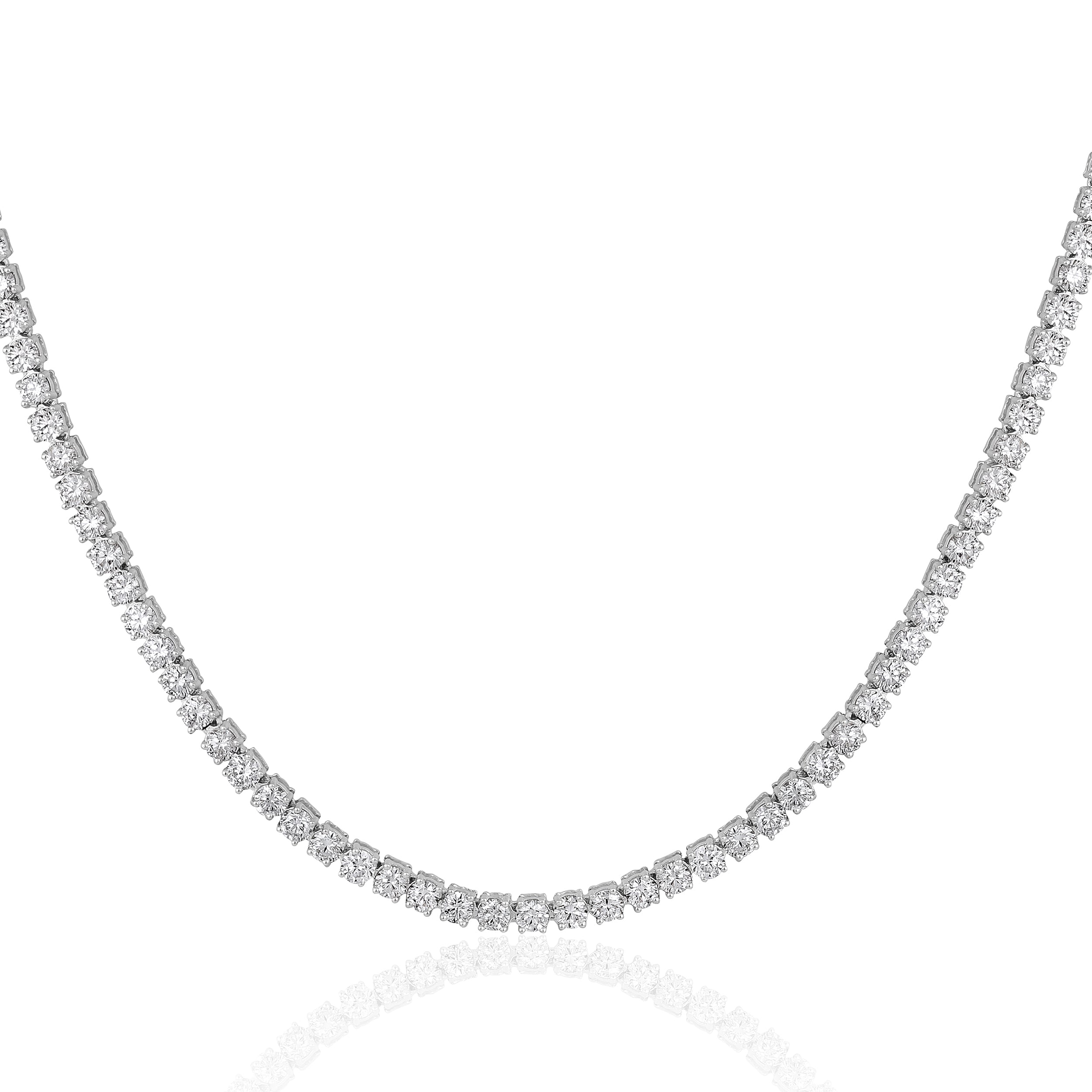 Certified 14K Gold 7.1ct Natural Diamond F-VS 2.5mm 4 Prong Tennis White Necklace