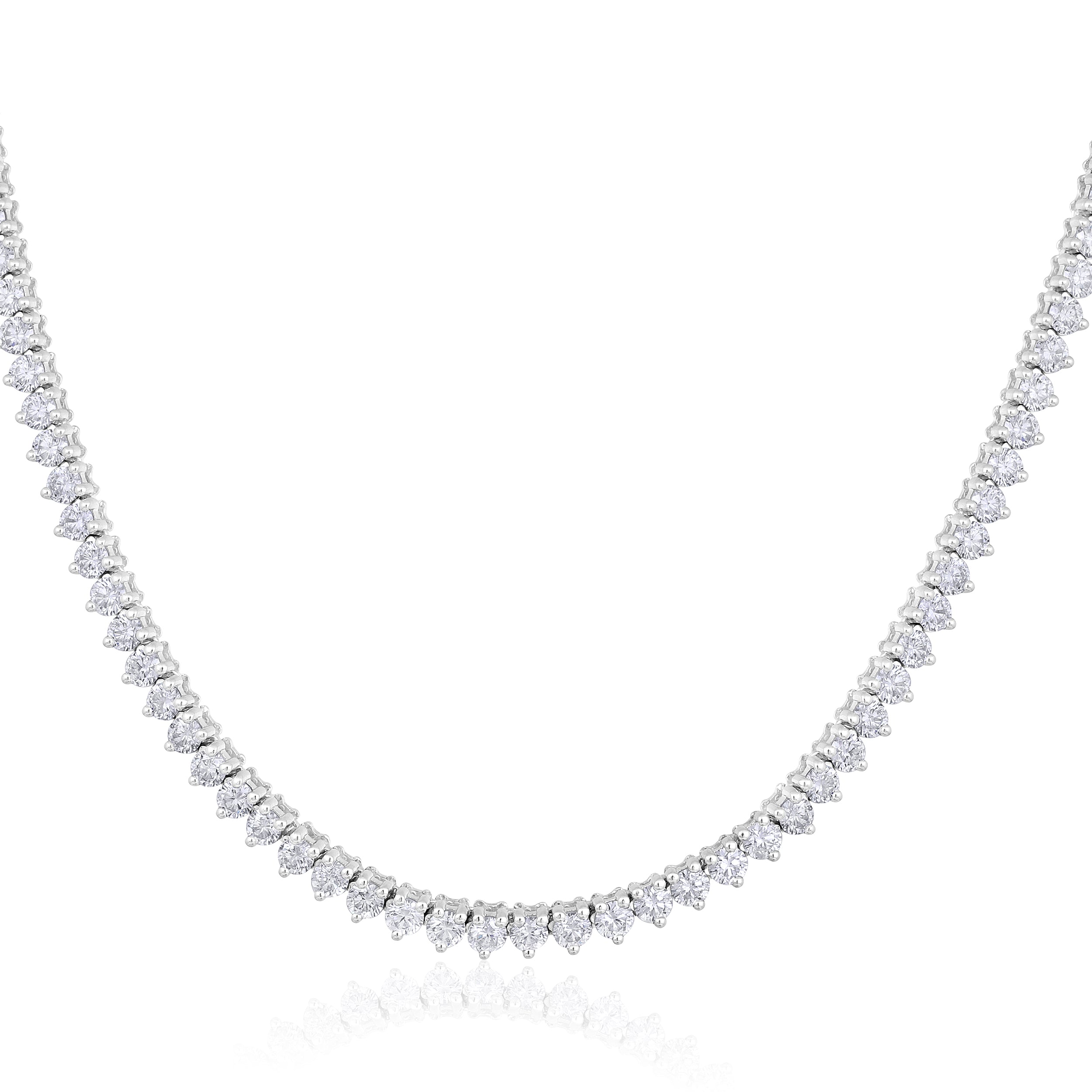 Certified 14K Gold 8.6ct Natural Diamond F-VS 3.5mm 3 Prong Tennis White Necklace